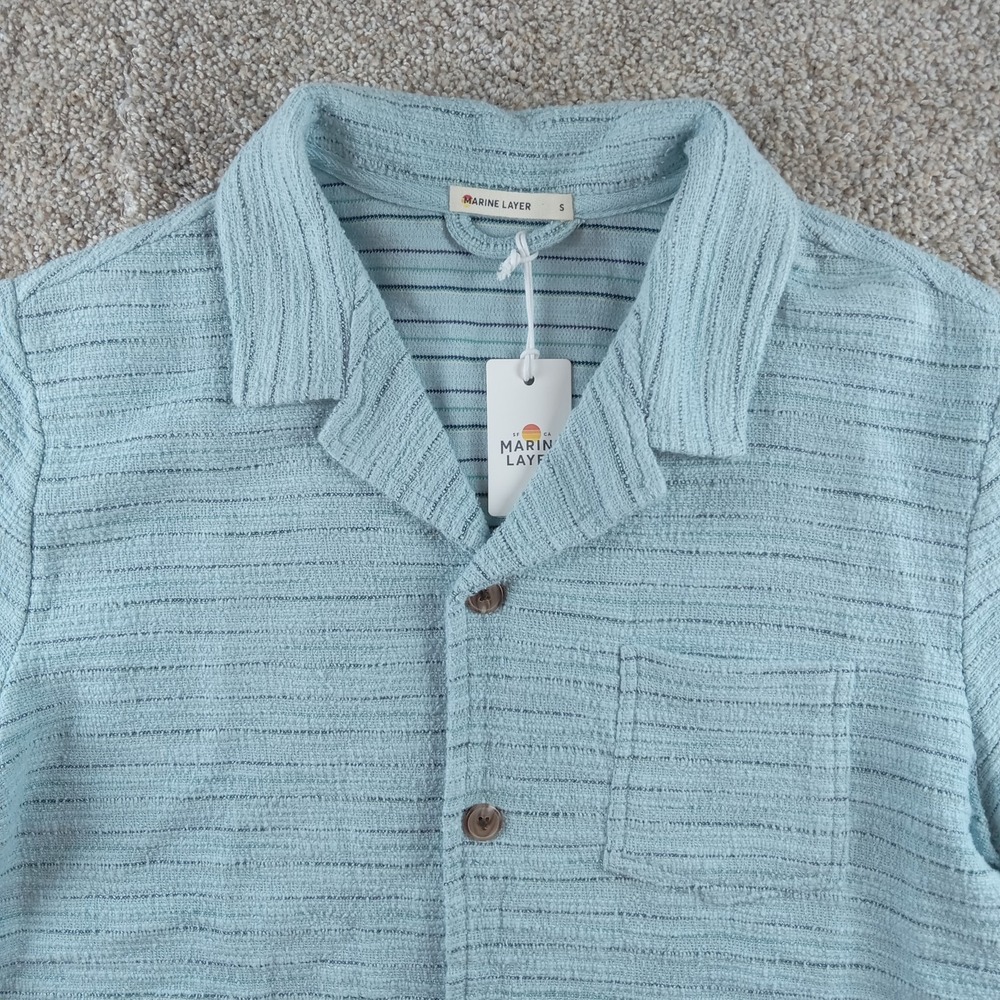 Marine Layer Light Blue Textured Button Down Shirt - Picture 2 of 10